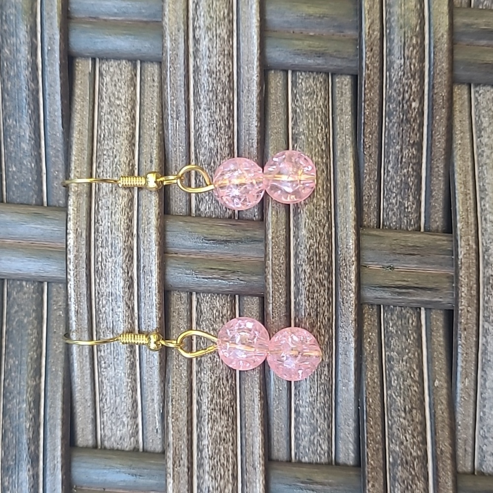 Pink drop earrings - Picture 4 of 4